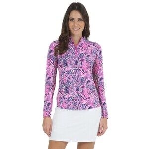 IBKUL Krista Long Sleeve Mock Neck 1/4 Zip Golf Top